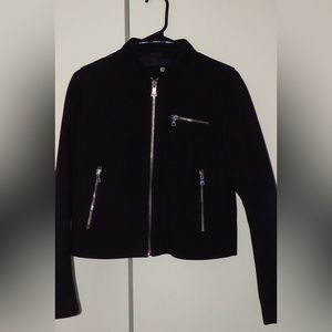 GAP black Wool Biker Jacket with silver Metallic Zippers (small women’s)